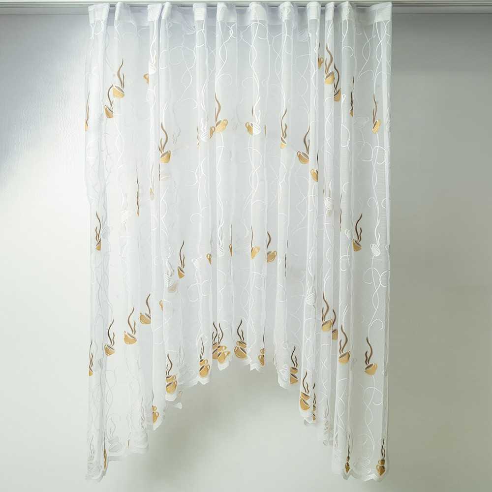 Perdea bucatarie cu arcada, cescute de cafea